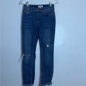 Free People Dark Blue Distressed Skinny Jeans